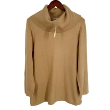 NEW NWT Coldwater Creek ANGORA BLEND Tan Winter Sweater Blouse Shirt Top Harvest