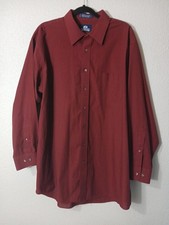 Stafford Easy Care Regular Fit Solid Burgundy Dress Shirt Size 18 34-35