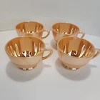 Vintage Anchor Hocking Gold Peach Luster Fire King Tea Cups. Lot Of 4