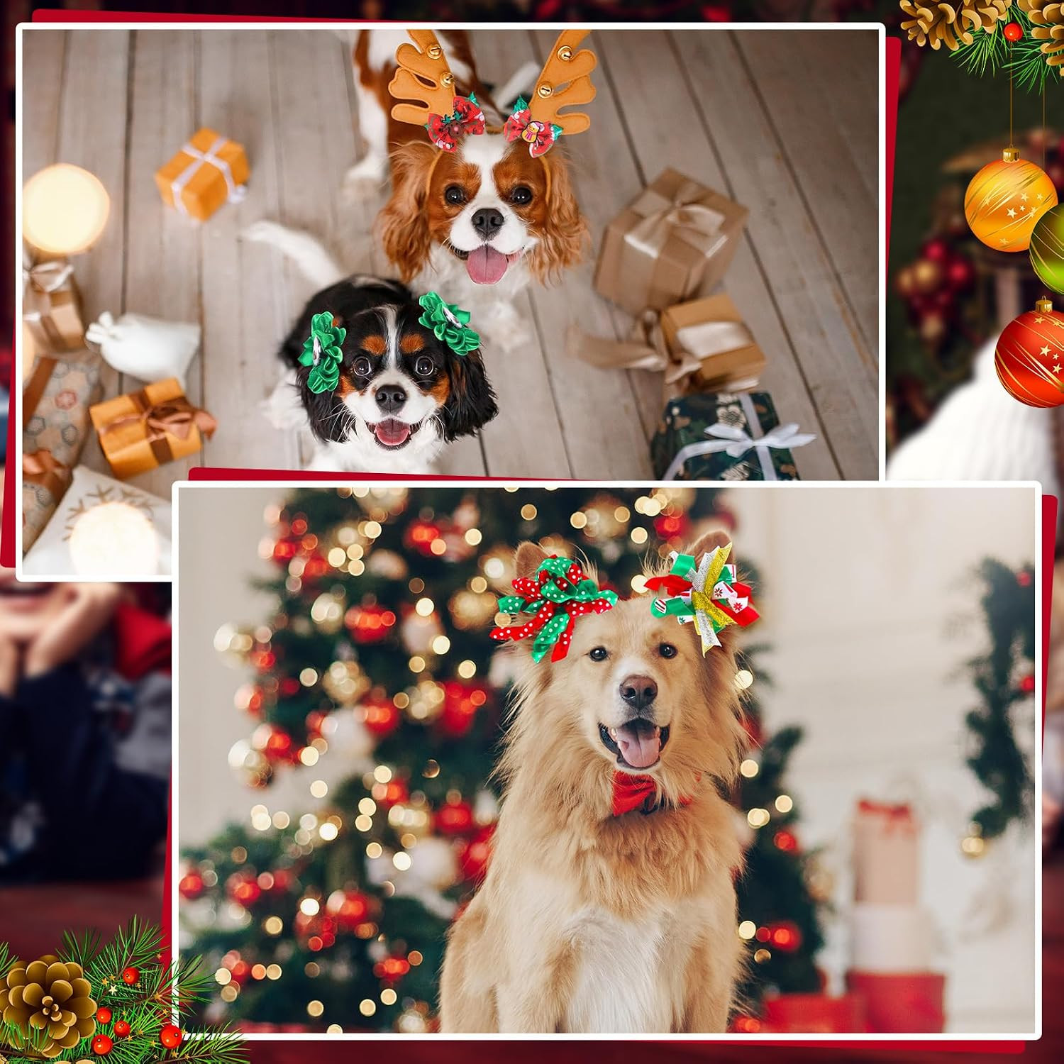 52 Pezzi Fiocchi di Pelo per Cani Natalizi, Accessori per Animali Domestici Cuccioli Gatti Natale foto 6
