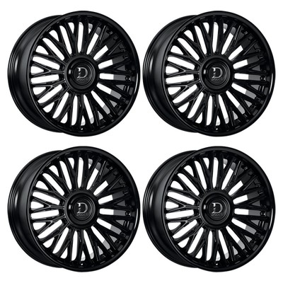 4 x Dolce Lusso Gloss Black Wheels 24x10 +35et Luxury Performance Rims Blank