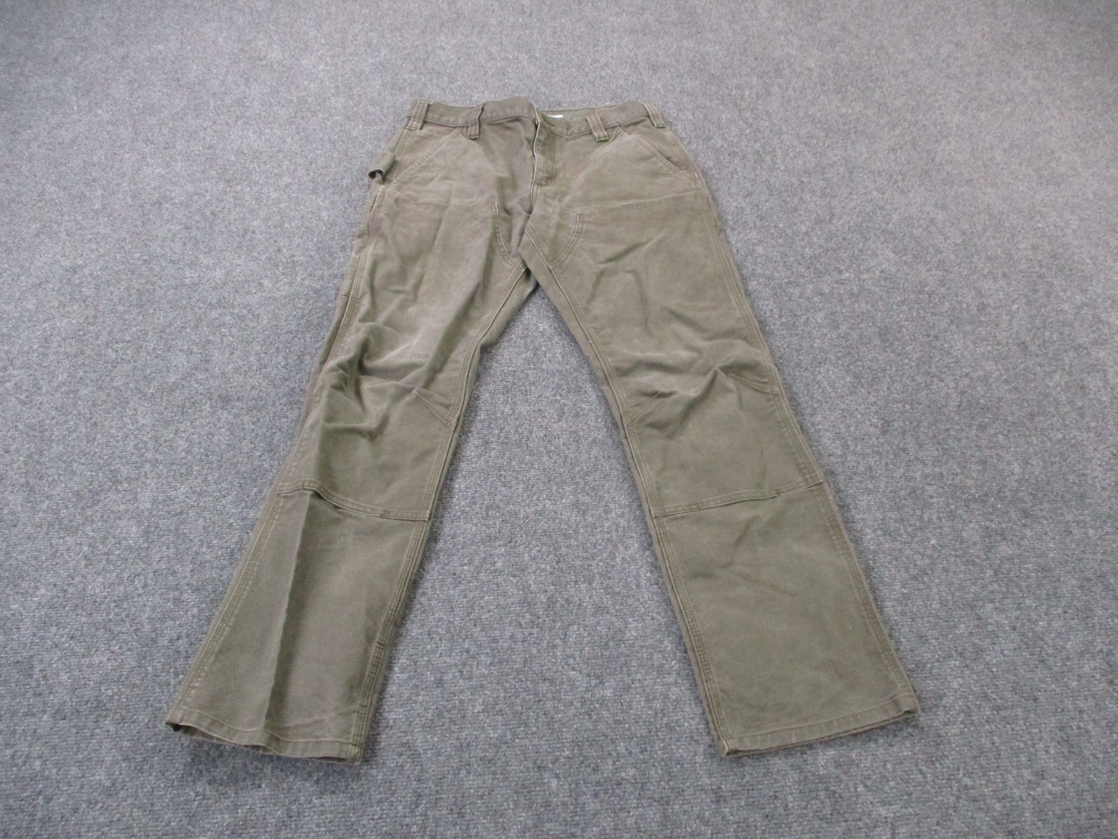 Carhartt Pants Mens 33 X 32 Green Rugged Flex Slim Fit Duck Double Front Utility