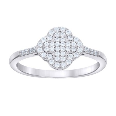 925 Sterling Silver Womens 0.4ct Moissanite Clover Good Luck Ring Size 7