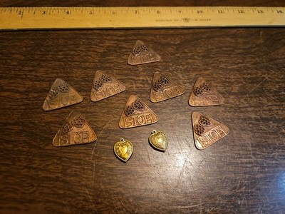 Lot Of 10 Fancy Love Hearts France Vintage 60s Brass Stampings Findings Jewelry 