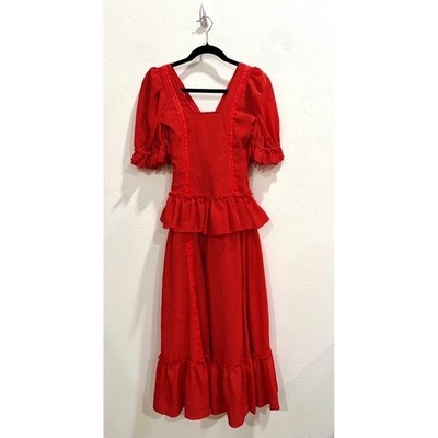 Spanish Flamenco Dress Creaciones Roal XS Red Polka Dot Costume Sevilla