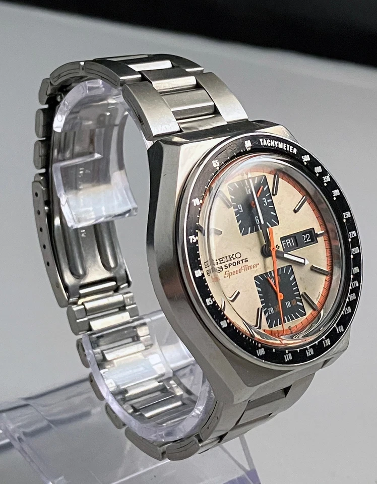 SEIKO 6138-0030 5 deportes temporizador esfera champán cronógrafo automático 1973 Foto 2 de 4