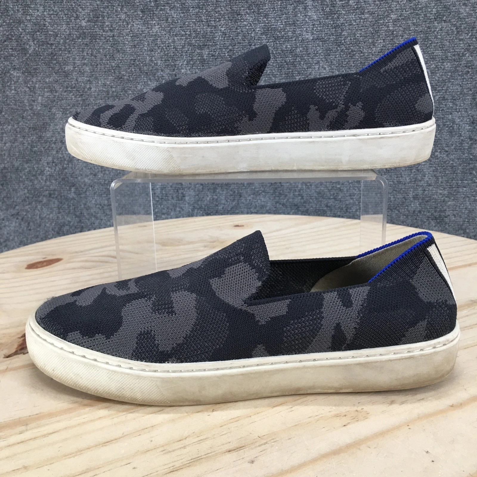 Rothys Shoes Womens 8.5 The Original Slip On Knit Sneakers Camoflauge Gray
