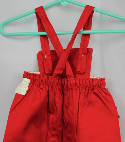 Vtg Bib Overalls 60s 50s Red Cotton & Matching Socks Unworn With Tag NOS 12mo - Picture 6 of 7