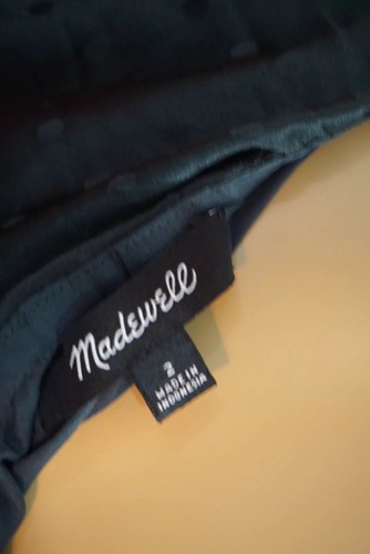 Madewell Womens Size 2 Dancefloor One Shoulder Dress 100% Silk Green Polka Dot - Picture 5 of 6