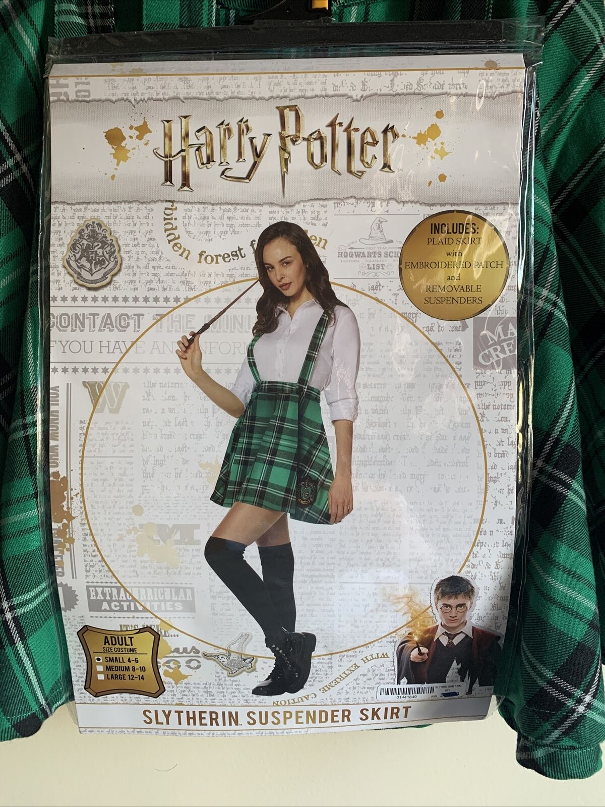 Harry Potter Halloween Costume Costume Plaid Gryffindor Skirt Suspender S  (4/6)