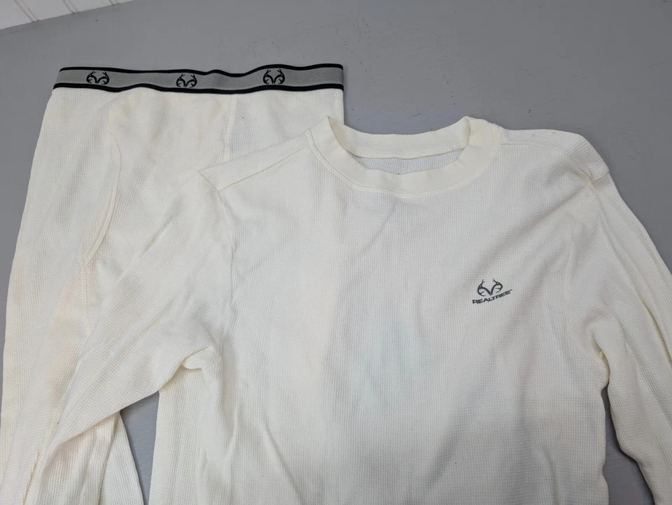 Realtree Thermal Underwear Set Men's Small White Heavyweight Cotton Top & Bottom - Image 3 of 4