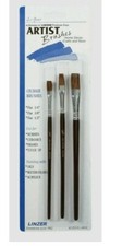 Linzer 1/4 3/8 1/2" W Flat ARTIST BRUSH SET For Oil Watercolor Decor Crafts A353
