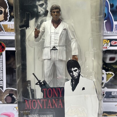 Scarface Reel Toys 7 Inch Tony Montana in White Suit Action Scarface Reel Toys 7 Inch Tony Montana in White Suit Action