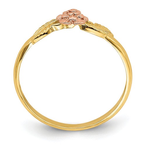 14K Solid Two Tone Gold Rose Flower Ring - Picture 3 of 17
