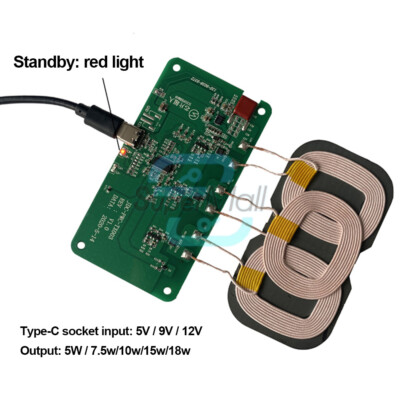 Type-C 18/20W High Power Transmitter Q Wireless Charger Module w/ Car 3-coil