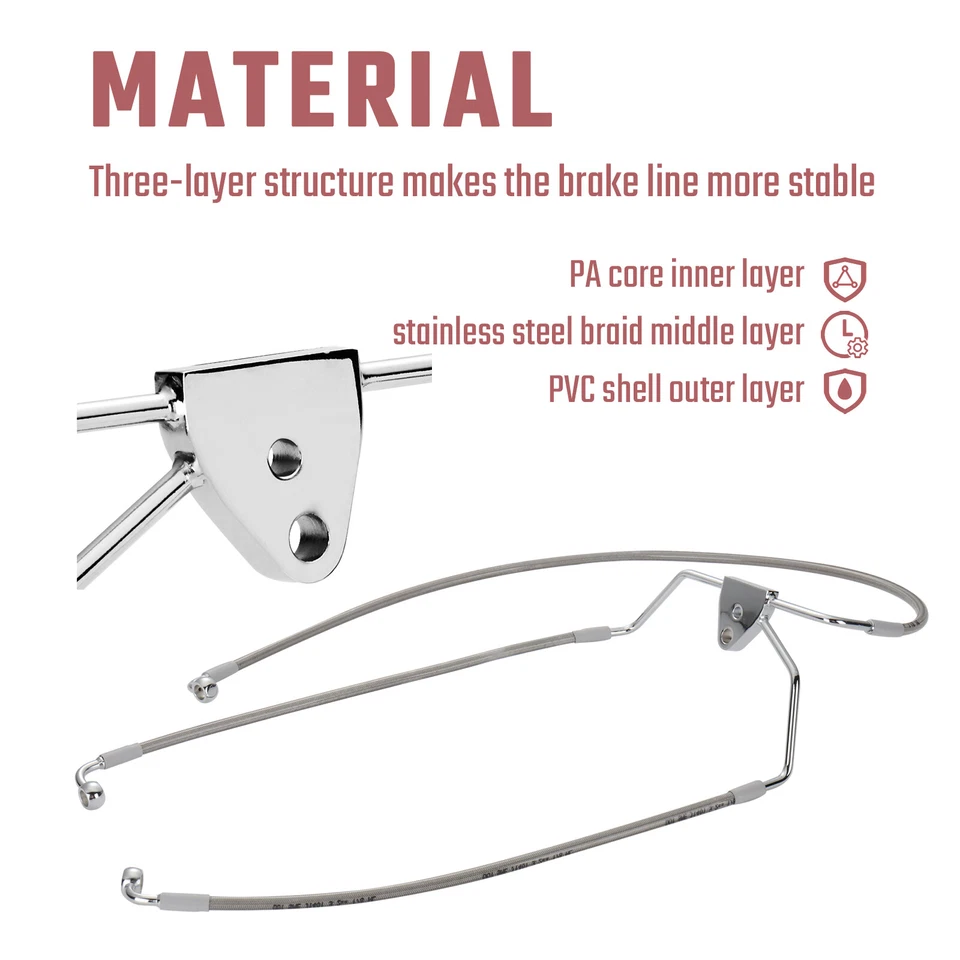 Línea de freno delantera de barra de 8" para Harley Touring Electra Street Glide sin ABS '96-'13 Foto 4 de 4