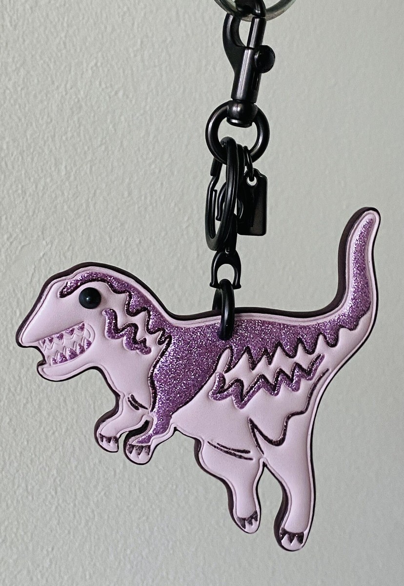 NEW COACH PINK GLITTER REXY BLACK COPPER PUZZLE CHAIN BAG CHARM