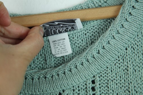 Vintage Mens M L Pullover Sweater Cable Knit Cotton Chunky Grandpa Fisherman 90s - Picture 6 of 8