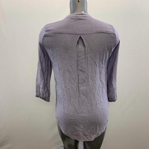 Top tunica donna Zara scollo V taglia S viola plissettato mezzo bottoni manica 3/4 - Foto 2 di 4