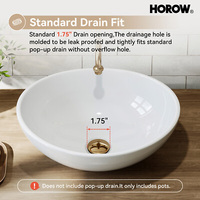 Bathroom Vessel Sink, 16'' x 13'' Oval Bowl Sink Ceramic Countertop Egg Shape
