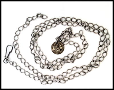 Vintage Adjustable Coin Chain Belt George Washington Charm Metal Statement Acces Vintage Gold Metal Link Belt: George Washington Medallion  main image 3
