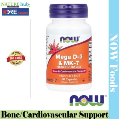 NOW Foods, Mega D-3 & MK-7, 5,000 IU / 180 mcg, 60 Capsules