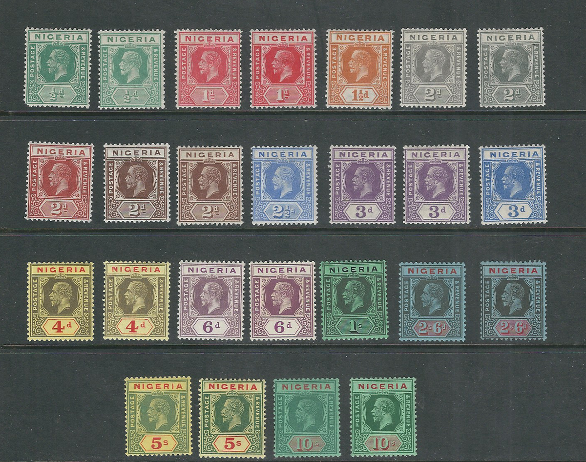 NIGERIA 1921-23 KGV PORTRAIT (Scott 18-32 incl all DIE1 and DIEII