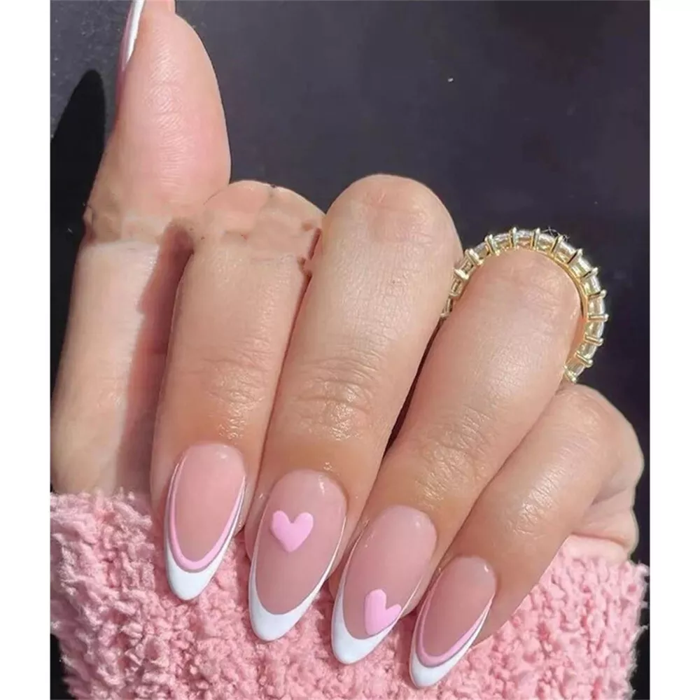 French tip almond nails  Almond nails, Nails, Stick on nails