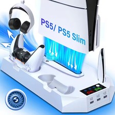 PS5 Slim Stand Cooling Fan,PS5 Controller Charging Station for Sony Playstation5