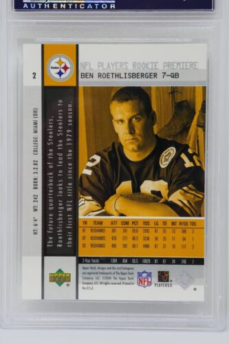 2004 Upper Deck Premiere #2 Ben Roethlisberger Rookie Steelers 🔥PSA 10 GEM MINT - Picture 5 of 5