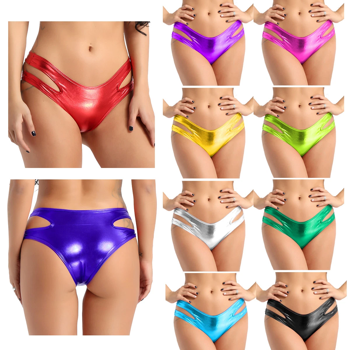 Women Glossy Seamless Bikini Panties High Waisted Underwear Briefs Lingerie