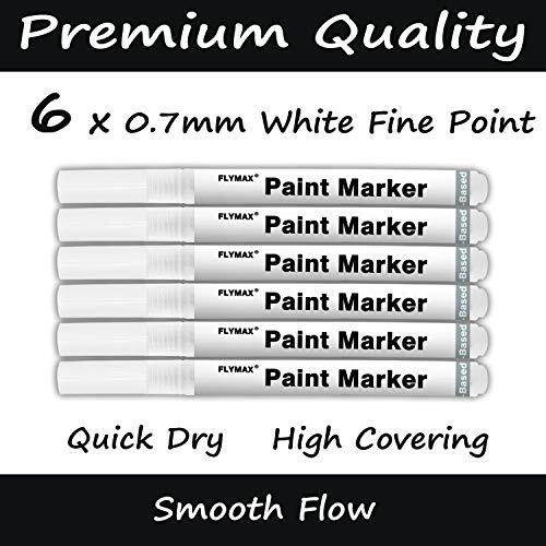6 Pack 0.7mm Acrylic White Permanent Marker White Paint Pens for Wood Rock