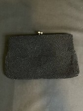 Vintage Richere Hand Made in Japan Beaded Black Evening Bag Clutch 8 X 5 1/2  