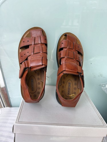 Mens Sandals Leather Walking Touch Strap Summer Beach Mules Gladiator Shoes 6-11 - Picture 4 of 14