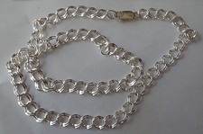 16" Sterling Silver 11gram 7mm wide Diamond Cut Double Link Charm Necklace Chain