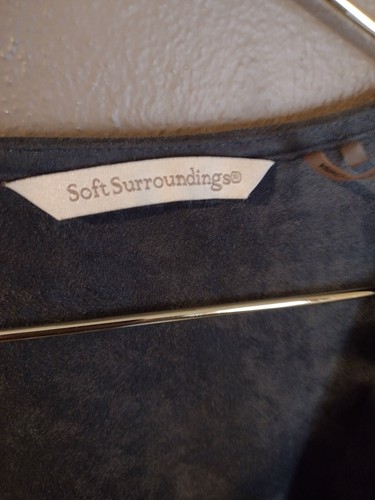 Soft Surroundings Ultra Soft Cardigan M Medium Faux Suede Wrap Gray Women's - Picture 2 of 7