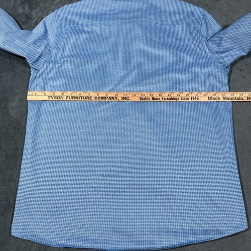 Johnston & Murphy XC Flex Shirt Mens Large Blue Grid Check Flip Cuff - Picture 9 of 13