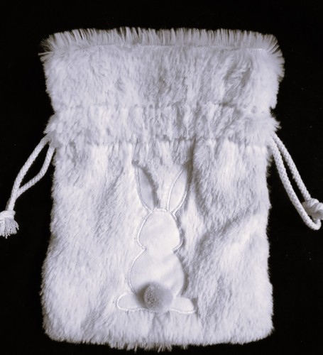 NWT Girl's Pink/Gray Faux fur Easter Purse-Drawstring Closure, Bunny Applique - Picture 1 of 7
