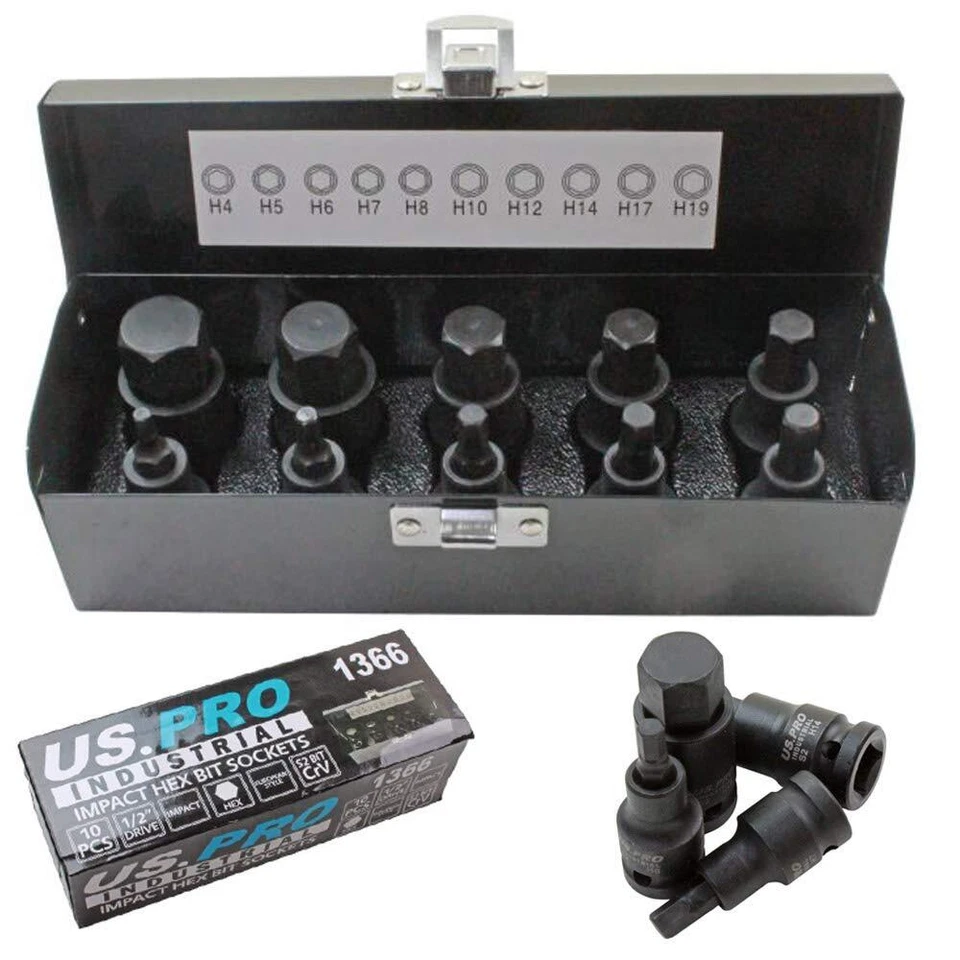 US ProImpact Bit Juego de tuercas 1/51cm Accionamiento 4mm a 19mm Llave Allen B166 Foto 2 de 4