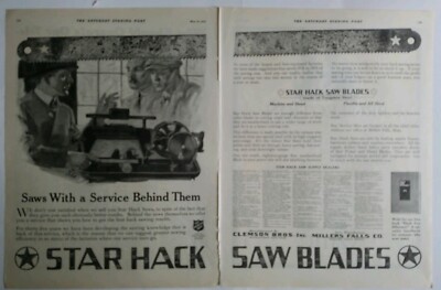 1919 star hack saw blades made of tungsten Steel two-page vintage tool ad