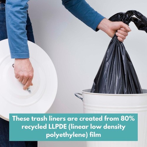 Black LLDPE Trash Bags Can Liners, 55-60 Gal, 1.5 Mil, 38" x 58", Black, 100 Pcs - Picture 4 of 6