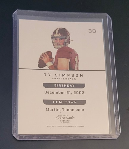 2022 Keepsake Football Edition Ty Simpson 2/25 #38 - Picture 2 of 2