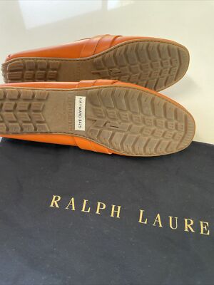 New. Ralph Lauren PURPLE LABEL HAYWARD Orange LEATHER DRIVER  display picture 1