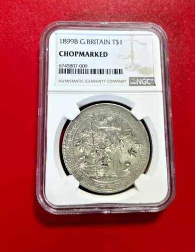 1899B GREAT BRITAIN SILVER TRADE DOLLAR NGC GENUINE CHOPMARKED