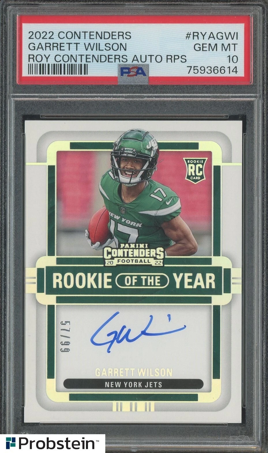 Garrett Wilson Panini Contenders Rookie of the Year Contenders Autographs Rps #RYAGWI Base