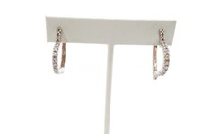 Sterling Silver 925 Cubic Zirconia Heart Hoop Earrings