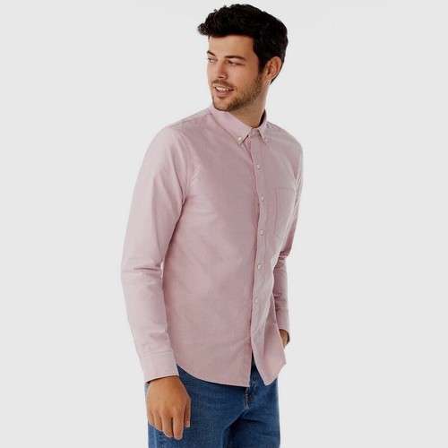 Free Assembly Men's Everyday Oxford Shirt, Red, Small - Picture 3 of 6