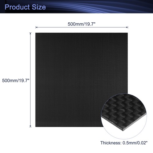 3K Carbon Fiber Panel Sheets 500 x 500 x 0.5mm Board Plain Bright - Picture 2 of 7