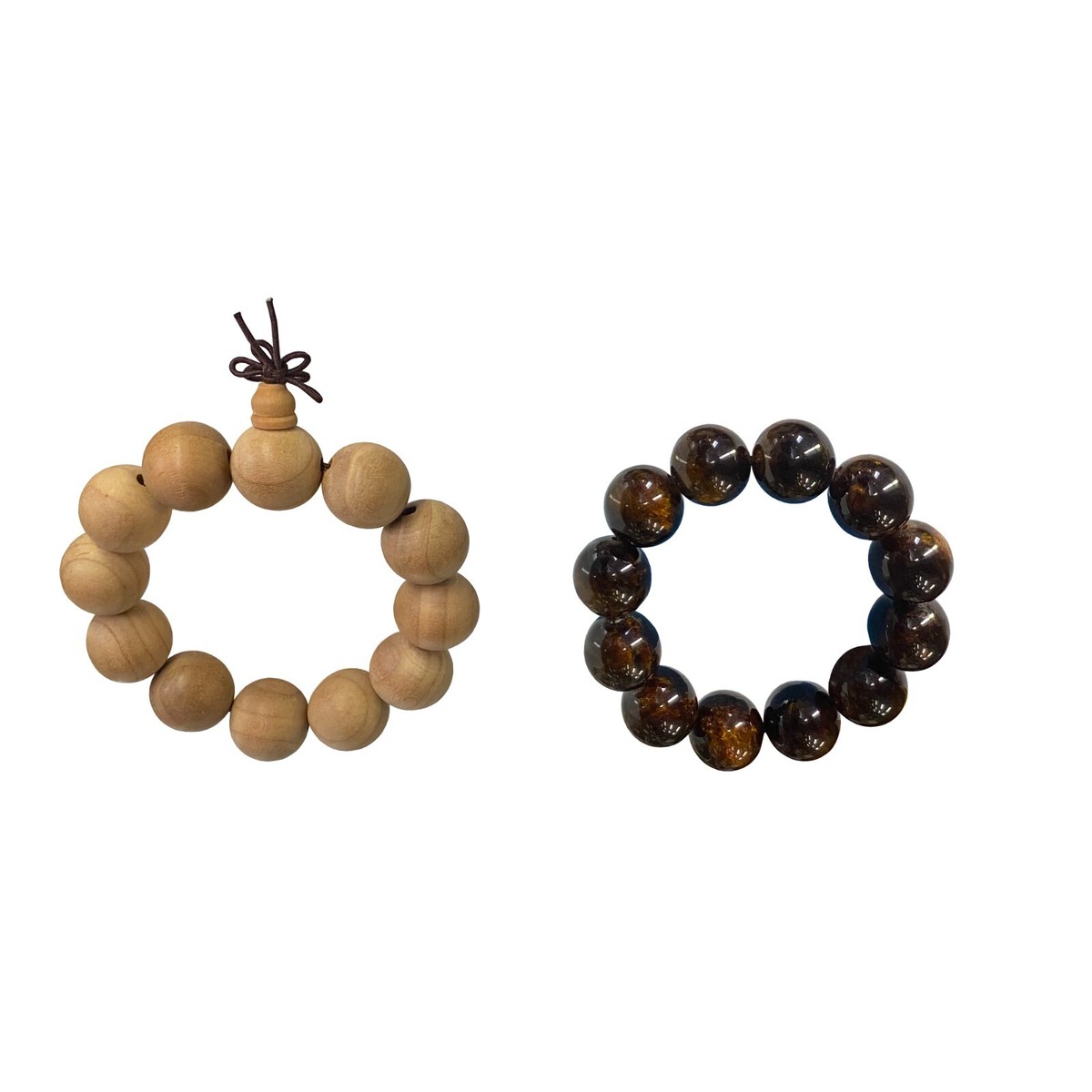 2 Light Brown Wood / Amber Resin Beads Hand Rosary Praying Bracelet ws3824S 2 Light Brown Wood / Amber Resin Beads Hand Rosary Praying Bracelet ws3824S
