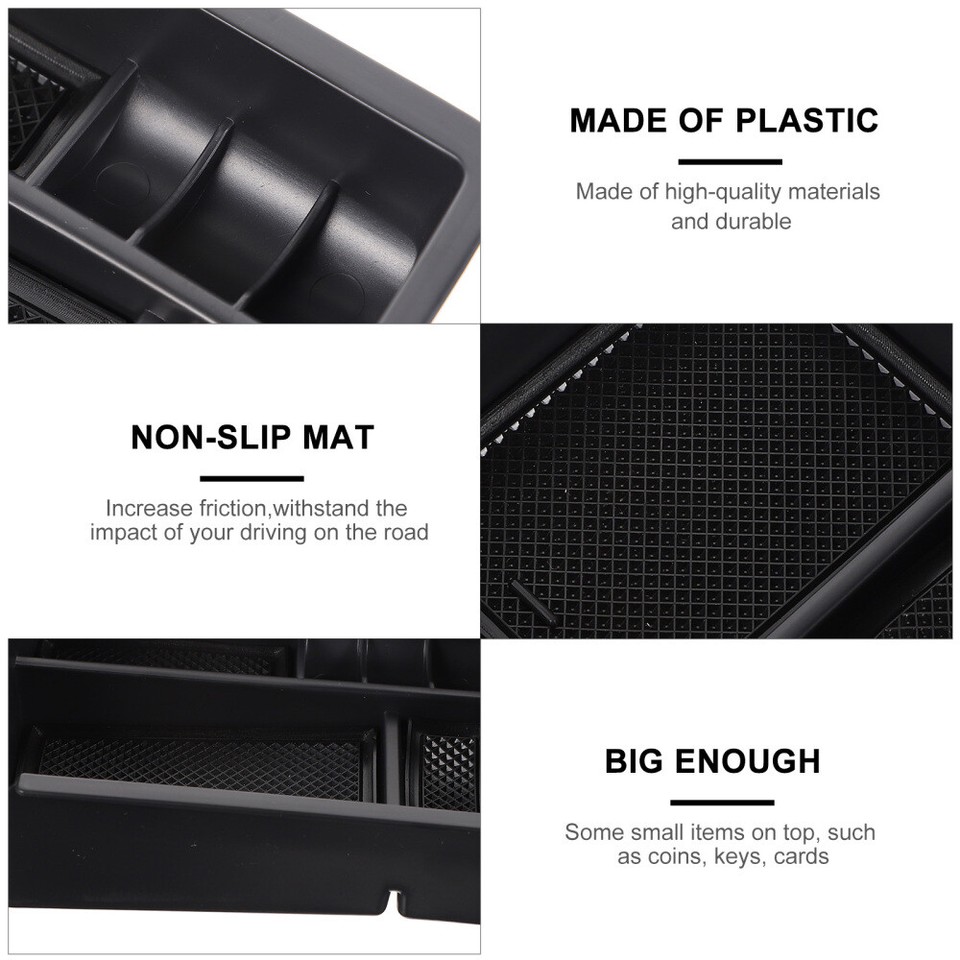 Black Serving Tray Storage Box Vehicle Armrest Organizer Car